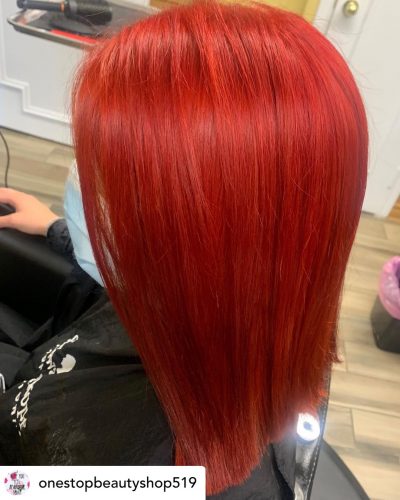 Beautiful scarlet red hair color.