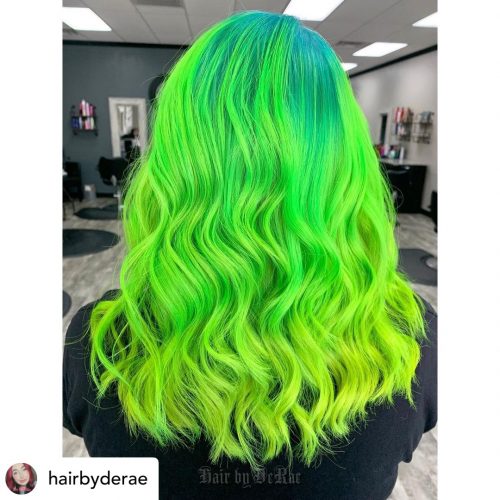 Beautiful lime green hair color.