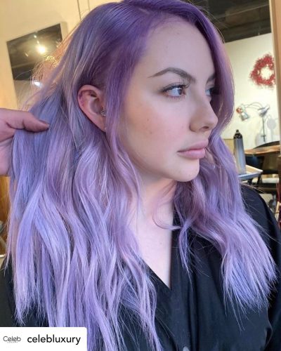 Beautiful lilac/lavender hair color.