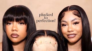 Watch Me Pluck This Closure To Perfection, Cut Bangs, Hate Them & Do A Middle Part | Klaiyi Hair