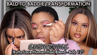 New! Sensationnel Human Blend Butta Hd Lace Front Wig - Bob 12 | Balyage Caramel
