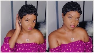 $16 Short Hairstyle For Black Women | Outre 100% Human Curly Pixie Wig!