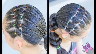 Hairstyle For Girls With Elastics And Braids | Hairstyles For School | Chikaschiceng