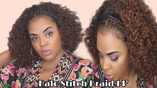 New Outre Pre-Styled Synthetic Hd Lace Wig - Halo Stitch Braid 14 (13X2 Lace Frontal)