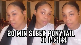 30 Inches! Sleek Ponytail On Natural Hair|Detailed Tutorial | Outre Purple Pack $20 Hair