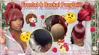 Two Frontal X 99J Cherry X Ponytail! Flipped Ponytail W/Weave | Bangs Style Ft. #Ulahair