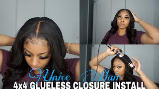 Beginner Friendly 4X4 Glueless Bodywave Wig Install Ft Unice Hair | Assalaxx