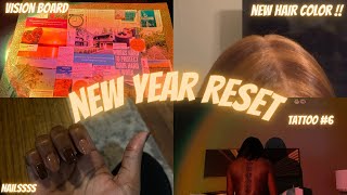 New Year Reset: 2022 Vision Board + Tattoo #6 + Nails + New Hair Color!!