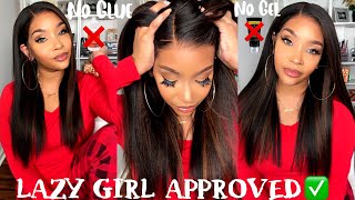 Ultimate Lazy Girl Friendly Glueless Lace Front Wig| No Baby Hair ‼️ Yaki Straight -Rpgshow Hair
