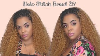 New  Outre Pre-Styled Synthetic Hd Lace Wig - Halo Stitch Braid 26 (13X2 Lace Frontal)