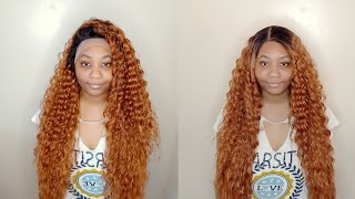 28 Inch Curly Wave Ombre Synthetic Lace Front Wig | Kalyss