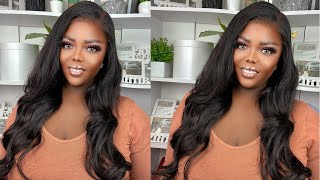 Tutorial : Easy Glueless Body Wave Transparent Lace Front Wig Install + Style | Ft. Modern Show Hair
