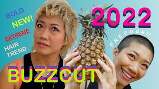 Omg I Buzzed My Head For 2022!!! Buzzcut Women Hairstyle Asian Non-Binary | Pineapple O