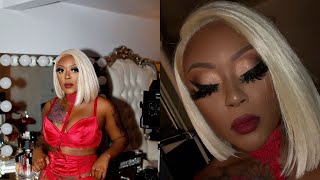 The Best Black Modern Monroe Transformation  ‼️ | Synthetic Wig Alert | No Cut Crease Tutorial