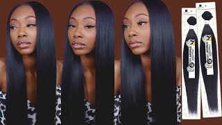 Middle Part Quick Weave With Leave Out Ft. Shake N Go Organique Straight Synthetic Hair + Review.