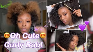 Beginner Bob Wig Review! Most Natural Lace Front Curly Wig | No Bleaching #Ulahair