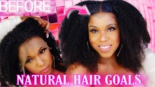 #Naturalhair | Natural Hair Goals ‼️ The Best Kinky Curly Lace Wig Install | Super Virgin Hair