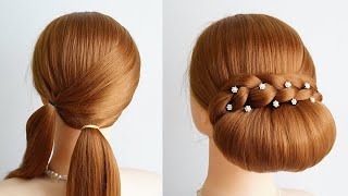 Low Bun Hairstyle For Wedding Guest | Updo Hairstyle With Braids | Cute & Easy Hairstyle For Party