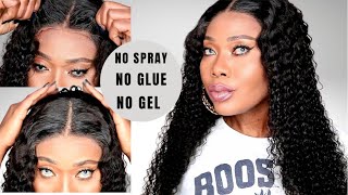 * Glueless *Attempting To Install My 4X4 Lace Wig Using Only Inbuilt Adjustable Strap | Junoda H .