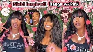 Nicki Inspired Bangs Wig W/Pink | Glueless & Quick Install! Affordable Cost #Ulahair