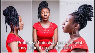 Protective Hairstyles/Grow Hair 2022/Passion Twists Easy Tutorial No Rubber Band Beginner Friendly