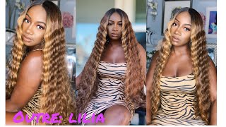 The Drama Is Provided ! Outre Crimp Wave Hd Transparent Lace Front Wig Anabel Drff Honey Brown