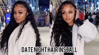 Date Night ! Crimped Lace Frontal Wig Install Ft. Yolissa Hair | Ari J.