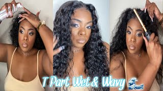 22 Inch Wet & Wavy T-Part Wig! 300% Density |Ft Lanqihair| Start To Finish Install