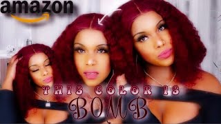 Burgundy Wet N Wavy | Affordable Glueless Lace Wig Install Ft. Uamazing | Besfor Hair Amazon