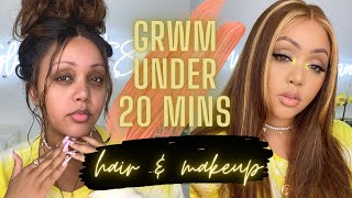 Quick Grwm In Under 20 Minutes  Ishow Highlighted Hair Wig & Easy Summer 2021 Makeup ☀️