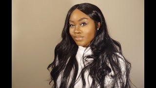 Outre Lace Front Kelia | How To Put On A Middle Part Lace Front Wig - No Glue | Start To Finish