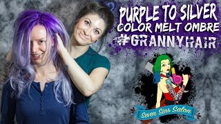 Purple To Silver Hair Ombre Color Melt Transformation