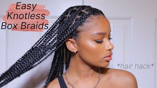 Easiest Knotless Box Braid Tutorial Ever | Thick Hair Hack