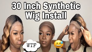 Installing My First Synthetic Lace Front || Outre Crimp Wave Wig | Anabel