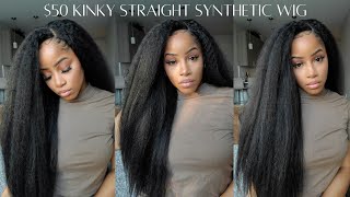 $50 Kinky Straight Synthetic Wig | Janet Collection Melt Kinky 28 Review | Sharronreneé