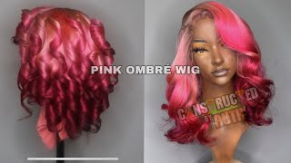 Valentines Hair| Pink Ombre Wig| Bombshell Curls  And Watercolor