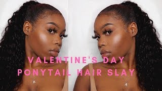 Valentine'S Day Hair Slay | Snatcheddddd Ponytail | Simple Cute Eyeshadow