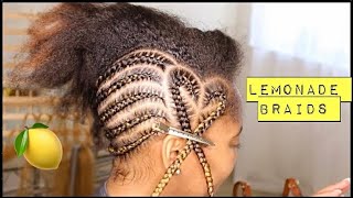 Waist Length Lemonade Braids  With A Heart | Feed In Braids To The Side | Tic Toc Trending Hair