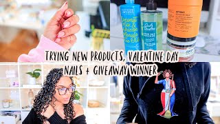 Vloggg | Trying New Curly Hair Products, Valentine Day Nails + Giveaway Winner :)