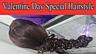 Valentines Day Special Hairstyle Tutorial | Beautiful Party Hairstyle For Girls