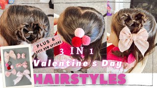 3 In 1 Valentines Day Hairstyle For Toddlers + 6 Different Pink Bow Options!!!