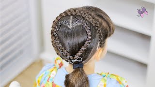 Cute Hairstyle For Girls With Braided Headband And Braided Heart | Valentine'S Day