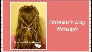 4 Strand Ribbon Braid Heart, Valentine'S Day Hairstyle
