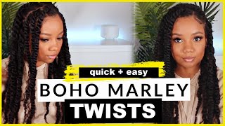 1.5 Hour Protective Style | Jumbo Boho Marley Twists On Natural 4C Hair!