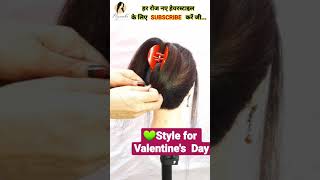 Heart Hairbun With Clutcher For Valentine'S Day ❤❤ Heart Bun Hairstyle  #Shorts #Valentinesday