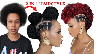 Quick & Easy Rubber Band Hairstyle On  Natural Hair /2 In 1 Updo'S / Protective Style / Tupo1