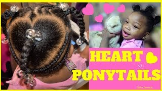 Toddler Natural Hairstyles || Heart Shaped Pony Tails || Heart Braids
