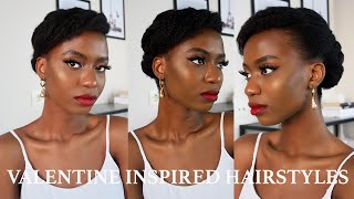 Simple  & Easy Valentine  Inspired Hairstyle For Natural 4C Hair