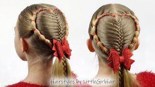 Cute Heart Valentine’S Day Hairstyle | Braided Holiday Hairstyles By Littlegirlhair❤️