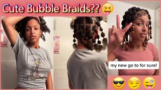Woww~ Easy Bubble Braids Trying!! Tutorial For Bubble Braids | Knotless Box Braids | Cute!!